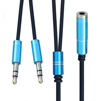 0,8 м 3,5 мм женский и двойной 3,5 мм мужской аудио разделительный кабель для 2 компьютерных аудиовыходов на один динамик