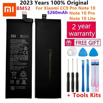 100% Оригинальный Аккумулятор BM52 5260 мАч Для телефона Xiaomi Mi Note 10 Lite/Note 10 Pro/CC9pro CC9 Pro Сменные Батареи Bateria