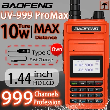 2023 Baofeng UV-999 ProMax 999 Канальная Портативная рация Высокой Мощности UHF VHF Ham CB Радио Модернизировано По сравнению с UV5R 2-Полосной рацией Дальнего действия