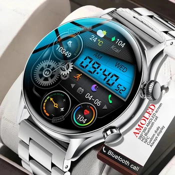 2023 Новые AMOLED 390*390 пикселей HD Экран Смарт-Часы Для Мужчин Bluetooth Вызов Спортивный Фитнес-Трекер Smartwatch для Женщин IP68 Водонепроницаемый