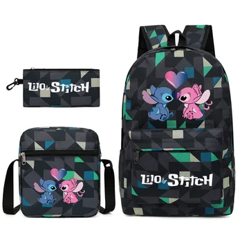 3 шт., рюкзак Disney Stitch для начальной и средней школы, сумка для ланча, сумка для карандашей, Школьные принадлежности, Водонепроницаемый рюкзак