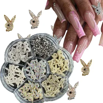 3D Подвески для ногтей Bunny Дизайнерские подвески Для ногтей Bunny Glitter Rhinestone Crystal DIY Ювелирные изделия