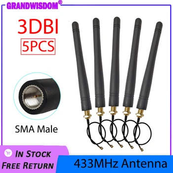 433 МГц антенна lora 3dBi SMA с разъемом antenne 433 МГц направленная антенна IOT + 21 см кабель RP-SMA с косичкой ufl./ IPX 1.13