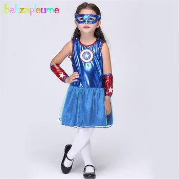 babzapleume/ Брендовая одежда для маленьких девочек, костюм Супергероя для Косплея на Хэллоуин, Детское платье без рукавов для девочек, Кружевной Детский комплект Y018