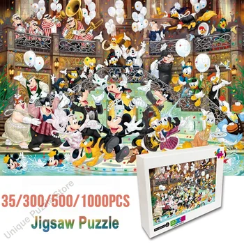 Disney 35/300/500/1000 шт., деревянные игрушки-пазлы, интеллектуальные головоломки, обучающие развивающие игрушки для детей