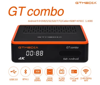 GTmedia GT Combo Android 9.0 BOX + DVB-S/S2/S2X, DVB + T/T2 4K UHD Дисплей и декодер спутникового ТВ-ресивера