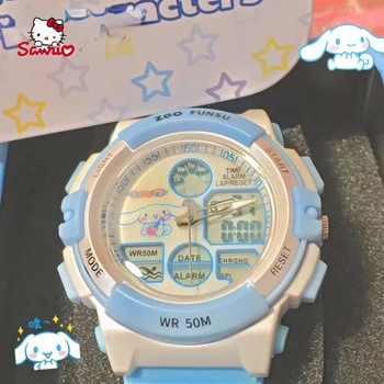 Hello Kitty Cinnamonroll Детские Часы Для студенток Простые водонепроницаемые электронные часы с часовыми стрелками с мультяшным рисунком