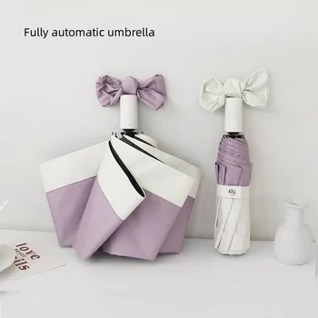 Ins Полностью автоматический Зонт Усовершенствованный модный виниловый Пляжный деловой зонт с защитой от ультрафиолета, ветро- и водостойкий
