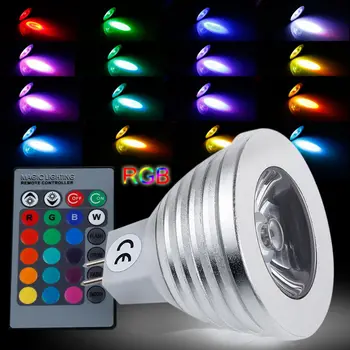 MR16 3 Вт RGB Светодиодная Лампочка Прожектор RGB 16 Изменение цвета 24 Клавиши ИК Пульт Дистанционного Управления AC/DC 12 В украшение дома для комнаты