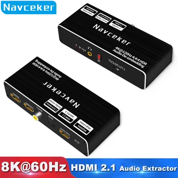 Navceker 8K 60Hz HDMI Аудио Экстрактор 4K 120Hz RGB 4: 4: 4 HDMI 2,1 Аудио Разветвитель Конвертер 7,1 Dolby Atmos для PS5 XBox