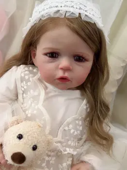 NPK 24-дюймовая Возрожденная Кукла для маленьких Девочек, Уже Окрашенная Готовая Сэнди, Популярная Реалистичная Мягкая На Ощупь 3D Художественная Кукла из кожи