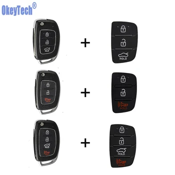 OkeyTech Флип Складной Чехол Для автомобильных ключей Mistra Hyundai HB20 Santa FE IX35 IX45 Accent I40 Solaris 3 4 Кнопки с Накладкой на кнопку