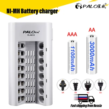 PALO 8 Слотов Зарядное Устройство Для 1,2 В AA AAA Ni-MH Ni-Cd Аккумулятор Интеллектуальное Зарядное Устройство для Аккумуляторной Батареи Smart Trickle charging LED