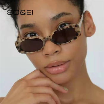 SO & EI Ins Популярные модные солнцезащитные очки ярких цветов Женские Ретро Маленькие прямоугольные оттенки UV400 Мужские Квадратные Солнцезащитные Очки Для Желейного Чая