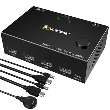 USB-коммутатор локальной сети, HDMI-совместимый коммутатор, сетевой коммутатор, 2-портовый KVM-коммутатор, двойной дисплей, USB-разветвитель, USB-концентратор, коробка-разветвитель