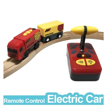 w05 магнитный электровоз с дистанционным управлением, совместимый игрушечный автомобиль, деревянный трек, красный поезд по всему миру