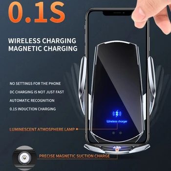 Автоматическое Автомобильное Беспроводное зарядное устройство Qi мощностью 30 Вт для iPhone 13 12 11 XS XR X Samsung Xiaomi Магнитный USB инфракрасный датчик Держатель телефона