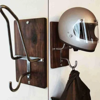 Аксессуары для мотоциклов из дерева и стали, держатель для шлема, вешалка, настенный крючок для пальто, шляп, кепок, стойка для шлема