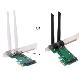 Беспроводная сетевая карта WiFi Mini PCI-E Express к адаптеру PCI-E 2 антенны для внешнего ПК