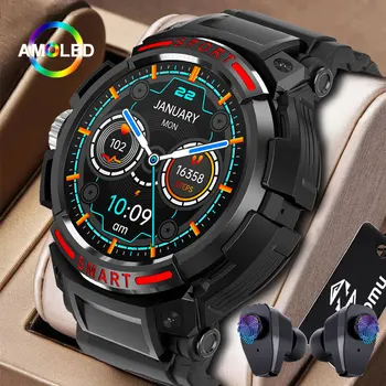 Высококачественные Мужские Смарт-часы 3 в 1 С наушниками TWS AMOLED Bluetooth-Гарнитура Smartwatch С Динамиком, Трекером, Музыкальными Спортивными часами