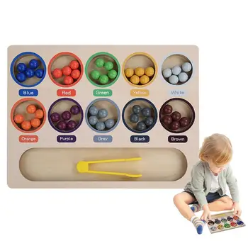 Деревянные бусины-клипсы, игрушки Монтессори, игра с подобранными по цвету бусинками-клипсами, Тренировка тонких движений, Развивающие игрушки для детей
