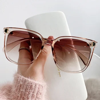 Женские негабаритные квадратные солнцезащитные очки Женская мода Дизайнерский бренд Градиентные Солнцезащитные Очки Женские Винтажные оттенки Oculos De Sol