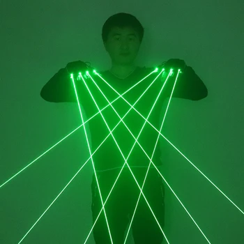 Зеленые Лазерные перчатки со вспышкой лазерного луча на палец, реквизит для танцевальной вечеринки в ночном клубе, бар, механические перчатки DJ, светодиодная подсветка