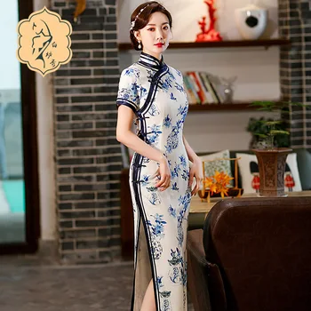 Китайское традиционное платье Cheongsam Qipao, Женское платье для девочек, Свадебная мода, Винтажное Ретро Платье с Цветочным принтом Журавля, Атласное короткое платье