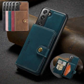Кожаный Чехол для телефона со Съемным отделением для карт на магните Samsung S23 Ultra S22 S21 S20 Plus A22 A12 A42 A52 A72, Чехол-бумажник с застежкой 5G