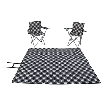 Комплект из одеяла и двух стульев, для взрослых, черно-белый