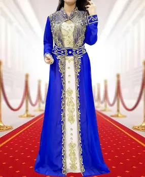 Королевское Платье Дубай, Африканский Халат с цветочным Рисунком, Нежный Халат с бисером, Вечернее платье для Вечеринки 56 Дюймов