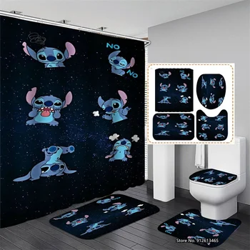 Креативный анимационный узор Disney Stitch Занавеска для душа для младенцев и детей Украшение ванной комнаты Занавеска для душа Одеяло