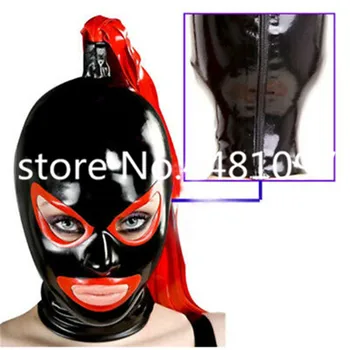 Латексная маска Фетиш Косплей Резиновый капюшон с хвостиками для вечеринки Боди на молнии сзади на заказ