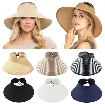 Летняя портативная складная соломенная шляпа с защитой от ультрафиолета, пляжная кепка, солнцезащитные козырьки, солнцезащитная шляпа