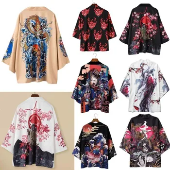 лето 2023, новый китайский ветровой халат, индивидуальное креативное кимоно, женский халат-кардиган с укороченным рукавом