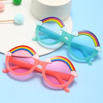 Милые Детские солнцезащитные очки с мультяшным зеркалом, Радужное облако, Солнцезащитные очки для мальчиков и девочек, Круглые Детские очки Lentes, Детские очки очки UV400