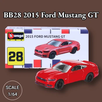Миниатюрная модель мини-автомобиля Bburago 1/64, масштаб BB28 2015 Ford Mustang GT, металлическая копия автомобиля, отлитая под давлением, коллекционная игрушка