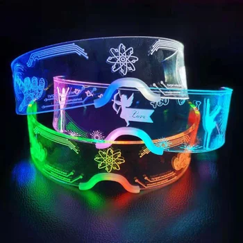 Модные светящиеся декоративные очки Неоновое украшение для вечеринки Светодиодные солнцезащитные очки для ночного клуба DJ Фестиваль танцевальной музыки Rave
