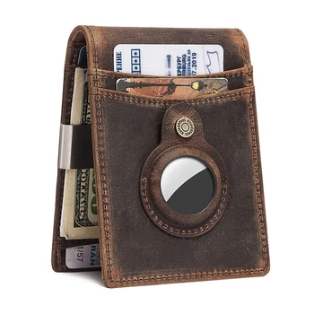 Модный Роскошный кошелек из натуральной кожи с RFID-картой Airtag, сумка для карт Apple AirTag, чехол для защиты от потери, Мужской кошелек для монет, держатель для карт Airtags