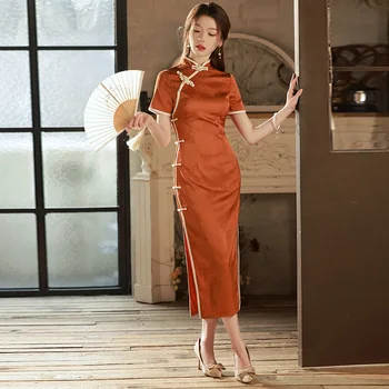 Молодая Девушка Чонсам 2023 Весна Новый Китайский Стиль Молодая Простая Элегантная повседневная одежда В национальном стиле Удобное Популярное платье