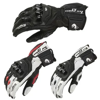 Мотоциклетные перчатки из натуральной кожи, дышащие, с полным пальцем, для занятий спортом на открытом воздухе, износостойкие, для гонок