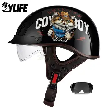 Мотоциклетный шлем Casco, модный шлем, индивидуальность, половина лица, шлем для скутера, езда на гоночном мотоцикле, оборудование, одобренное DOT