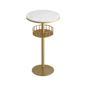 Мраморный стол, круглый стол, Высокий обеденный стол, D: 55 см, H: 105 см