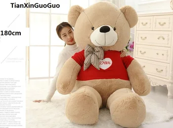 мягкая плюшевая игрушка огромный 180 см светло-коричневый плюшевый мишка, одетый в красный свитер, любит медведя, мягкую куклу, обнимающую подушку, подарок на день рождения h1307