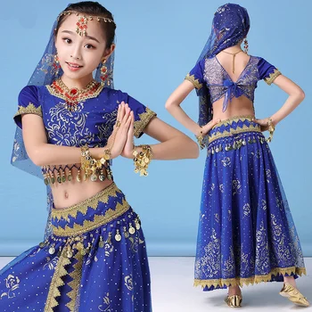 Набор костюмов для танца живота, юбка для танца живота, платье для танцев для девочек, Сценический конкурс, Одежда для индийских танцев