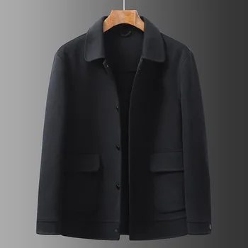 Осенне-зимнее новое мужское шерстяное пальто размера плюс 9XL, двустороннее шерстяное пальто черного цвета, шерстяная куртка размера плюс, шерстяная куртка оверсайз 7XL 8XL