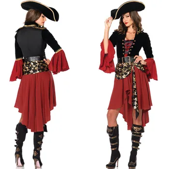 Пиратские костюмы, Необычное Карнавальное представление, сексуальный костюм для взрослых на Хэллоуин, платье Высокого Качества, Капитан, вечеринка, Женский Косплей