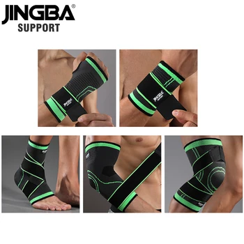 ПОДДЕРЖКА JINGBA 1 шт. нейлоновая защита для колена + браслет + поддержка лодыжки + налокотники + защита рук тяжелая атлетика + баскетбольный наколенник