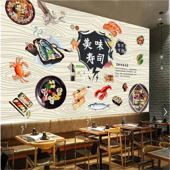 Пользовательские японские суши 3D обои Японская кухня Суши-бар Ресторан Фон Стены Промышленный Декор Настенные обои 3D