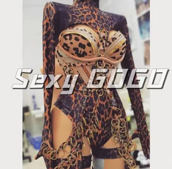 Сексуальный боди-цепочка с леопардовым рисунком, Бар Gogo DS, Интерактивное представление, Сексуальные костюмы gogo